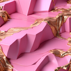 The luxurious blend of pink and gold veins creates a rich and elegant marble texture. Perfect for high-end design projects or sophisticated backdrops.