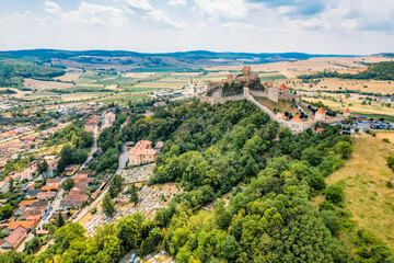 Rupea fortress with mountains in background, Transylvania, Romania