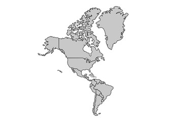 Map of America isolated on white background.for website layouts,background,education, precise,customizable,Travel worldwide,map silhouette backdrop,earth geography, political,reports.