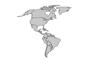 Map of America isolated on white background.for website layouts,background,education, precise,customizable,Travel worldwide,map silhouette backdrop,earth geography, political,reports.