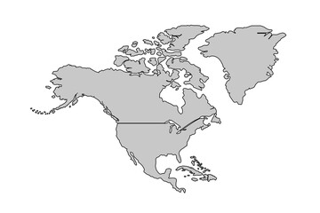 Obraz premium North America map isolated on white background.for website layouts,background,education, precise,customizable,Travel worldwide,map silhouette backdrop,earth geography, political,reports.