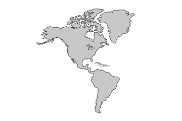 Map of America isolated on white background.for website layouts,background,education, precise,customizable,Travel worldwide,map silhouette backdrop,earth geography, political,reports.