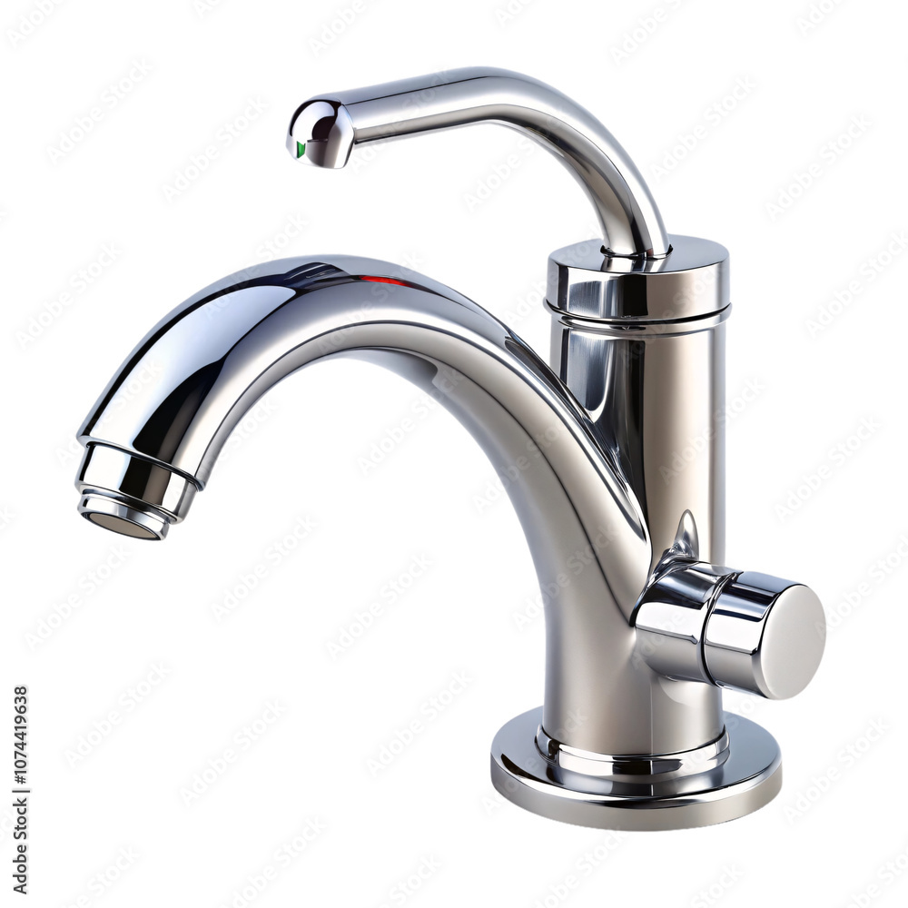 Poster chrome faucet with dual spout and handle, blending functionality with a refined, polished look, perf