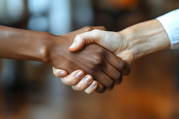 Cropped view of multicultural business people shaking hands in office
