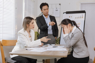 Asian business teamwork working on digital tablet with analysis report and advisor showing plan, Financial analysis and Marketing teamwork concept.