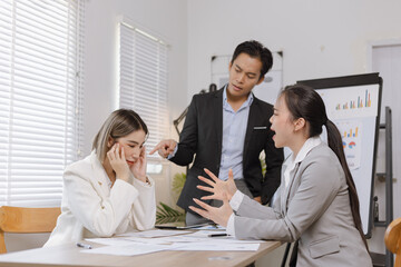 Asian business teamwork working on digital tablet with analysis report and advisor showing plan, Financial analysis and Marketing teamwork concept.