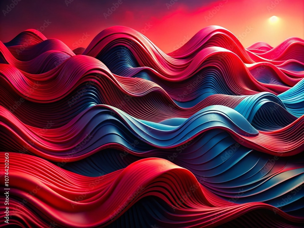 Poster 3d abstract illustration of colorful waves in red and black for banners and layouts with detailed te