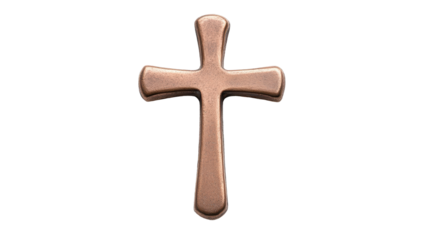 A cross made of metal is shown on a white background. transparent background