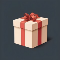 Fototapeta premium Gift Box with a Single Ribbon on a Plain Background