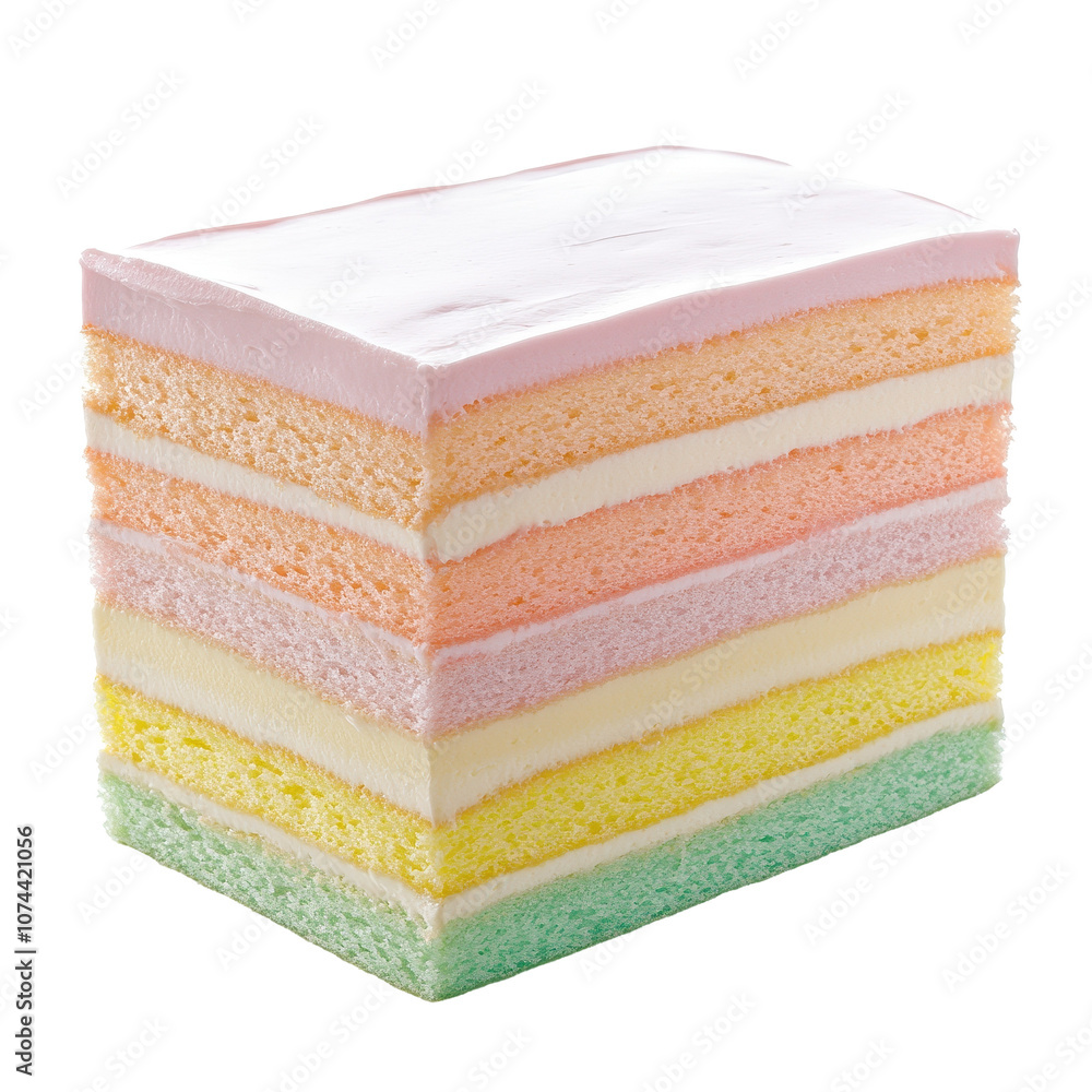 Poster a colorful cake with layers of different colors. transparent background