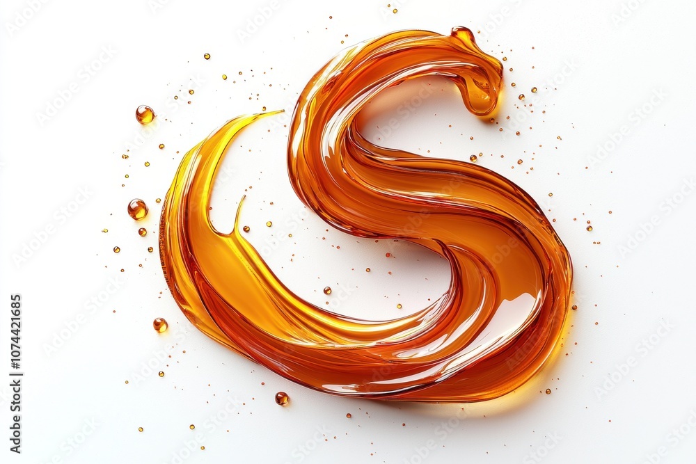 Poster flowing caramel liquid in abstract dynamic wave design