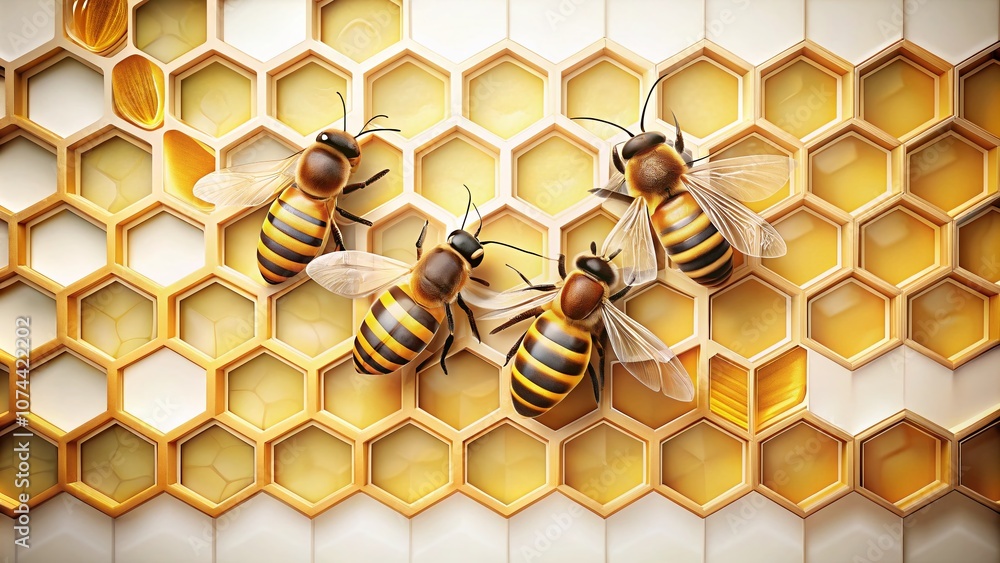 Poster abstract beehive honeycomb pattern with hexagon grid cells and handwriting on white background for c
