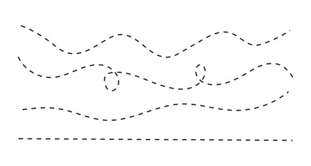 Vector hand drawn dotted lines on white background