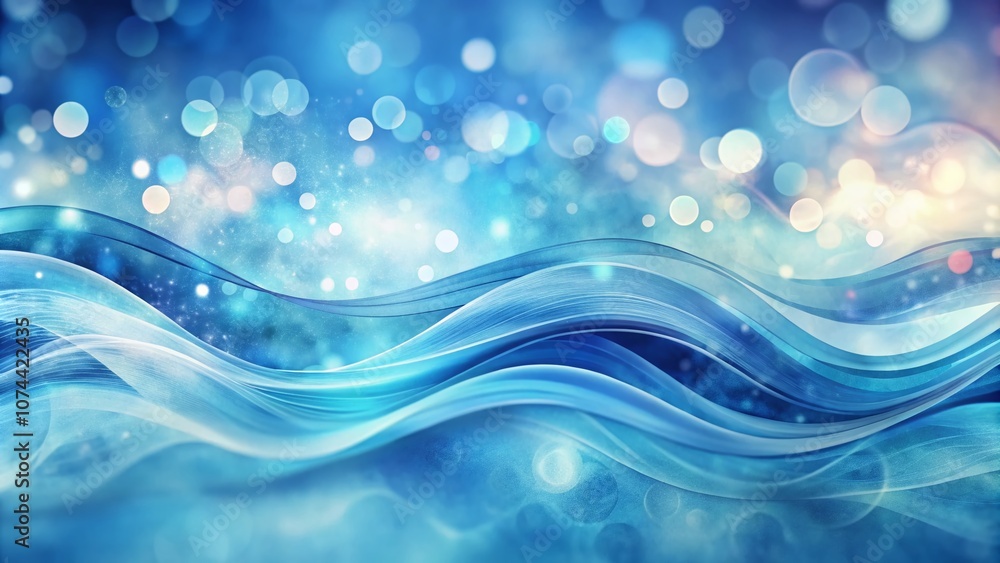 Poster abstract blue waves watercolor texture banner with bokeh effect for elegant background patterns in m