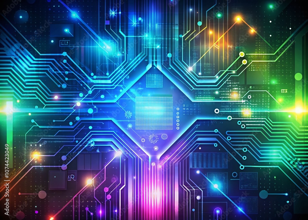 Poster abstract futuristic electronic circuit technology background representing the digital revolution in 