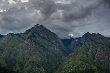 Beautiful Himalayan mountain landscape in Kasol in Parvati valley, Himachal Praedsh
