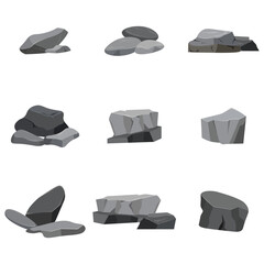 Vector of various stone shapes in cartoon style