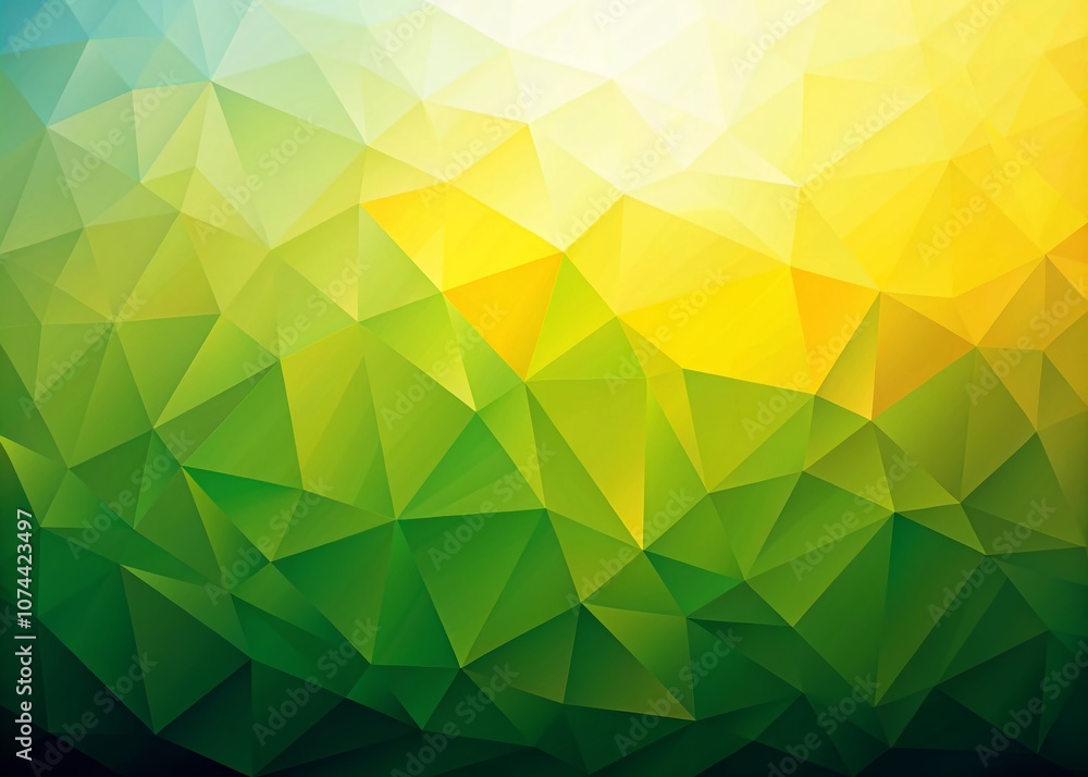 Poster abstract low poly yellow green background image featuring colored triangles with vignette effect for