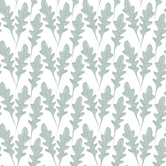 Outline Arugula leaves with fill not along contour Seamless pattern Healthy eating backdrop concept