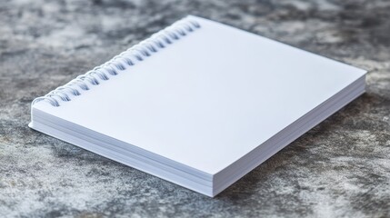 White spiral-bound notebook with elastic band, flat on a table. Ready for product promotion or designing.