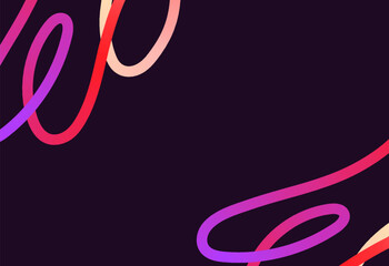 Obraz premium Neon Color Gradient squiggle lines. Scribble stripe with wavy elements. Abstract organic dynamic colorful Shapes on dark background.