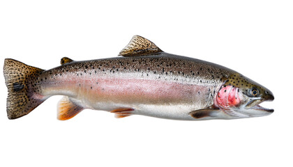 A vibrant rainbow trout displaying colorful scales and a sleek body. transparent