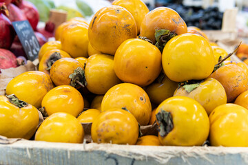 juicy green organic harvest fruit health vegetable fresh persimmon food raw market vegetarian