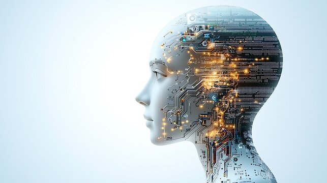   A vector icon representing artificial intelligence generated content typically features a stylized robotic head with digital circuits or binary code patterns to convey the concept of AI based automa