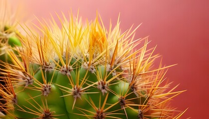 Extreme close-up of cactus spines, vivid textures, desert background, 3D illustration.