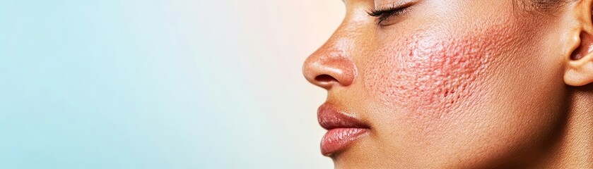 High-resolution close-up of inflamed skin with chronic redness, visible swelling, highlighting persistent irritation and skin disease impact