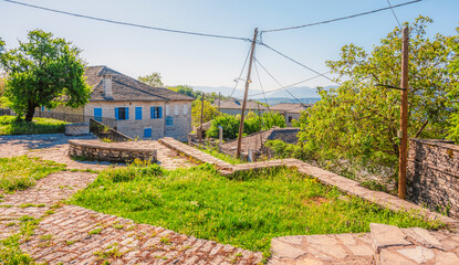 Traditionally houses in the mountains village of Monodendri, Zagori, Greece, near vikos george