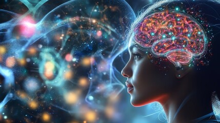 A visual exploration of women&rsquo;s cognitive depth showcased with an artistic brain symbol.