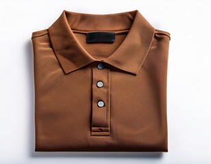 Brown collar polo tee shirt mock up in isolated on white, full depth of view, design concept 
