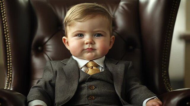Little Businessman in Armchair