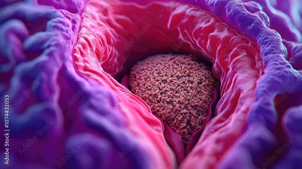 Poster close-up view of a colorful microscopic cell structure