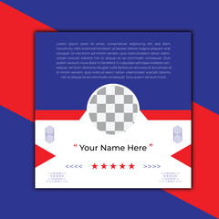 Modern client testimonial, customer feedback social media post template layout or web banner design with color variation template. Customer feedback testimonial social media post web banner template.