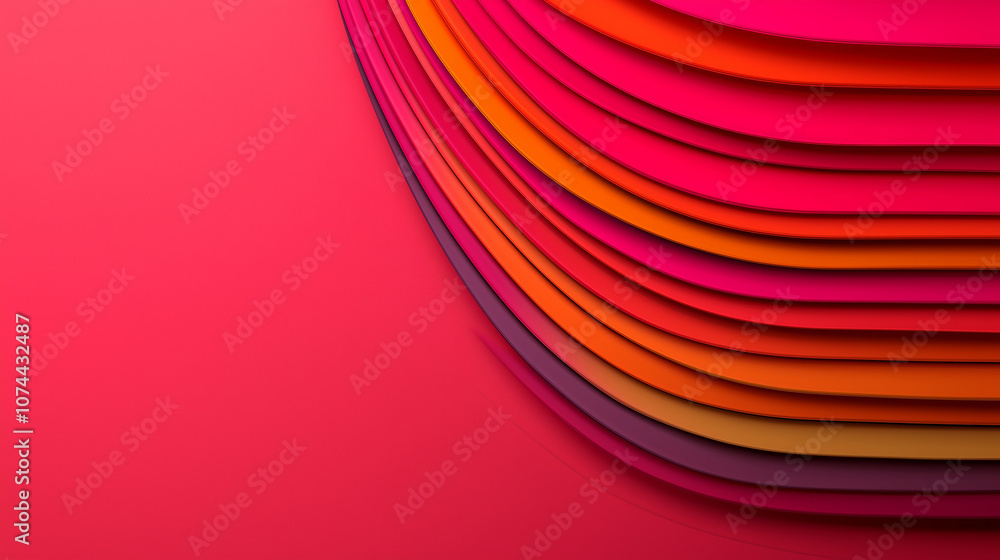 Poster Bright abstract spiral with layers of vibrant colors creating dynamic visual effect. warm hues blend seamlessly, evoking sense of energy and creativity
