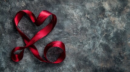 Red heart shaped ribbon symbolizing love compassion and care for HIVAIDS patients on World AIDS Day  Concept of solidarity support and medical awareness campaign