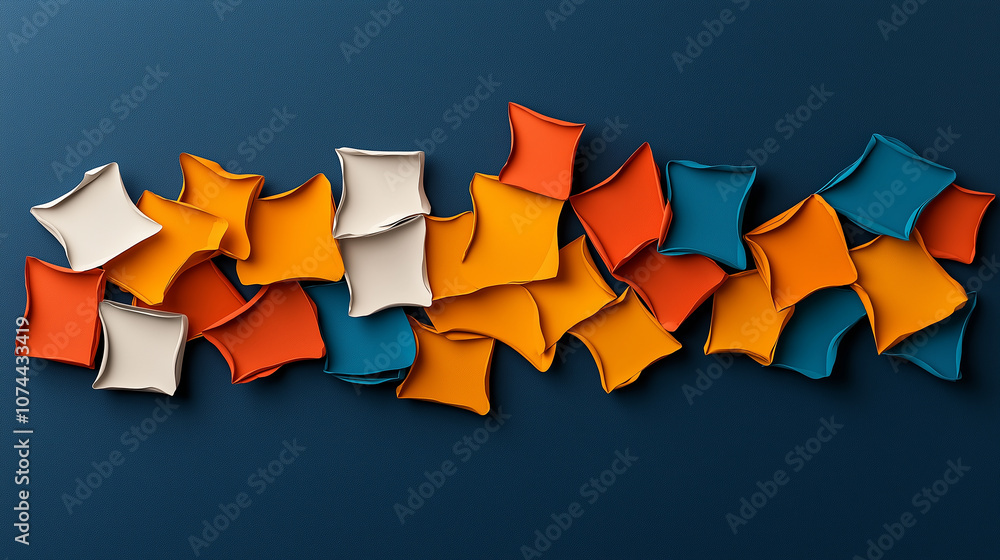 Aufkleber colorful abstract arrangement of geometric shapes in vibrant hues. design features mix of orange, te