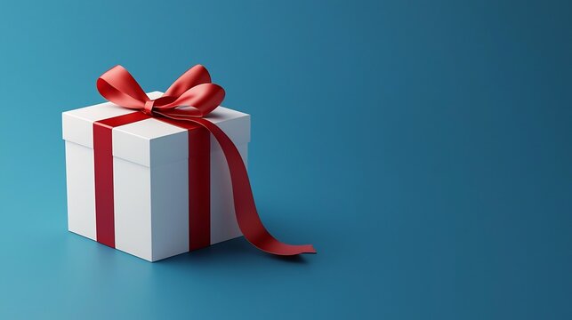 Red ribbon wrapped gift box with a supportive message for AIDS research and awareness on World AIDS Day charitable fundraising campaign