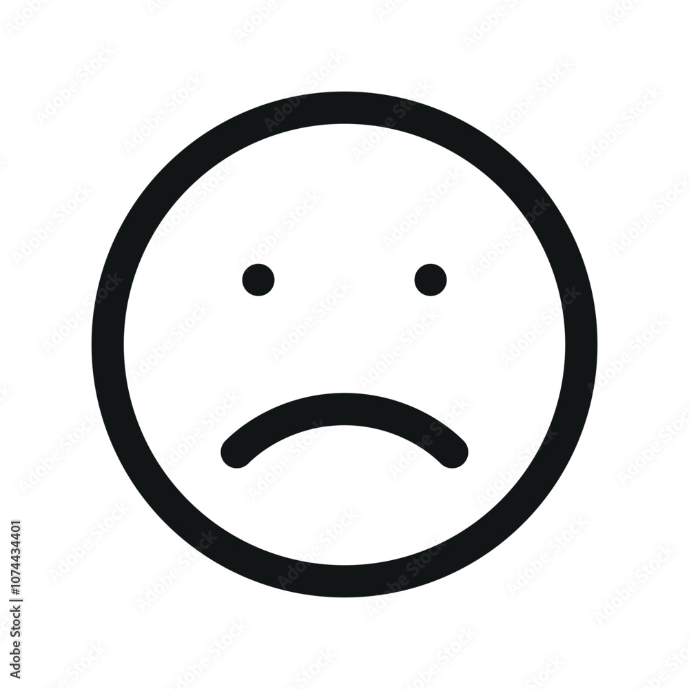 Poster sad smile ui icon, bad review simple line user interface vector symbol