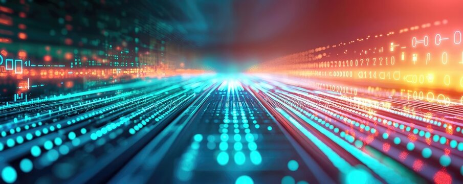 Abstract digital data flow in vibrant colors, representing information speed.