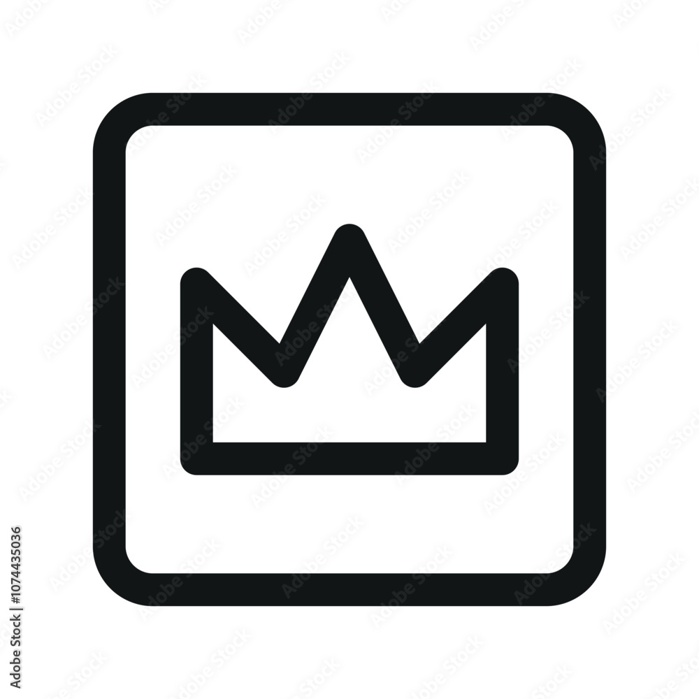 Aufkleber crown square ui icon, loyalty program simple line user interface vector symbol