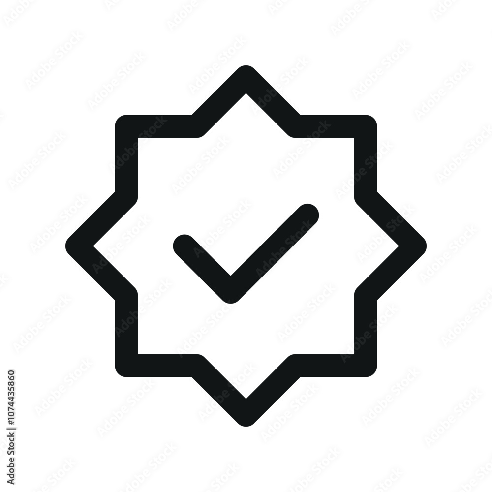 Poster badge check ui icon, check mark label simple line user interface vector symbol
