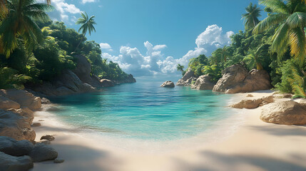 Obraz premium Tropical Beach Cove 3D Illustration