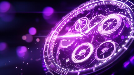Abstract circadian clock, intricate gears symbolizing natural rhythms, deep hues