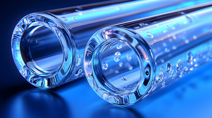 Glass Tubes with Water Droplets - 3D Render