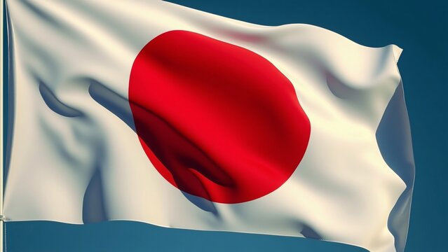 Japanese flag waving in the wind - Powered by Adobe