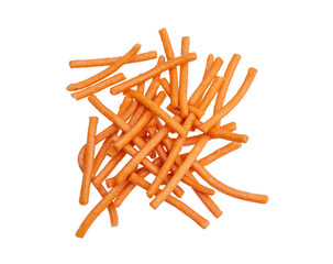 Salt breadsticks on white background.