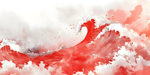 Chinese style waves, elegant classical ink painting, Chinese New Year, New Year, auspicious, poster, wallpaper, background, e-commerce poster, advertisement